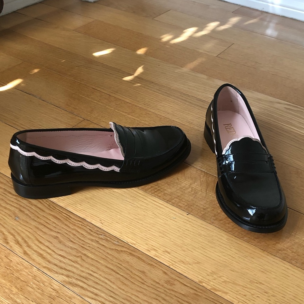 RED Valentino Patent Leather Flats Loafers Scallop - Picture 2 of 6